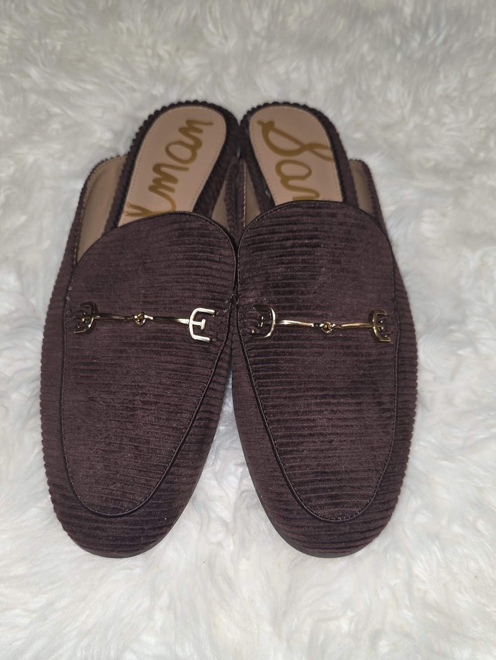 Sam Edelman Brown Corduroy Linnie Loafers with Gold Horsebit